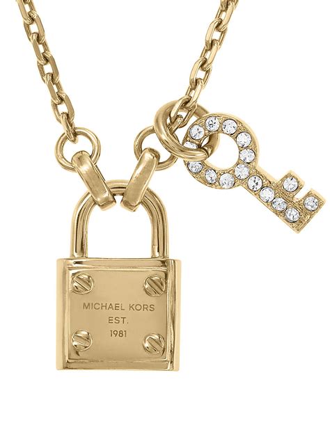 michael kors lock necklace gold|michael kors pendant necklace.